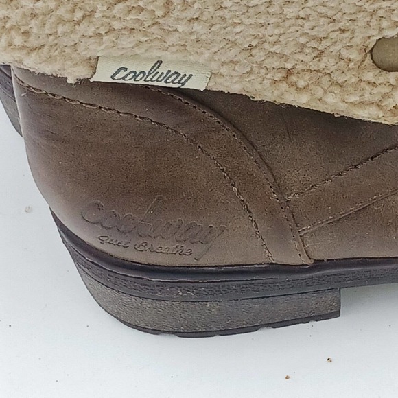 Coolway Bring/Betta Brown Leather Knit Sweater Cuff Ankle Boots Women's Size 8.5 - Picture 13 of 16